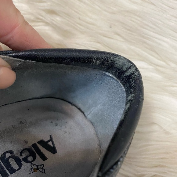 Alegria Belle Black Metallic Grid Silver Mary Jane Wide Toe Box Comfort Shoes - Picture 9 of 10